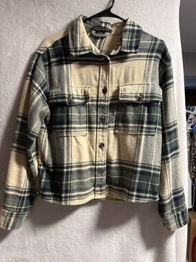 Sanctuary Green & Cream Plaid Shacket
